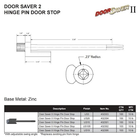 Delaney Hardware DOOR SAVER II BUMPERLESS STOP BLACK No 01278 402306